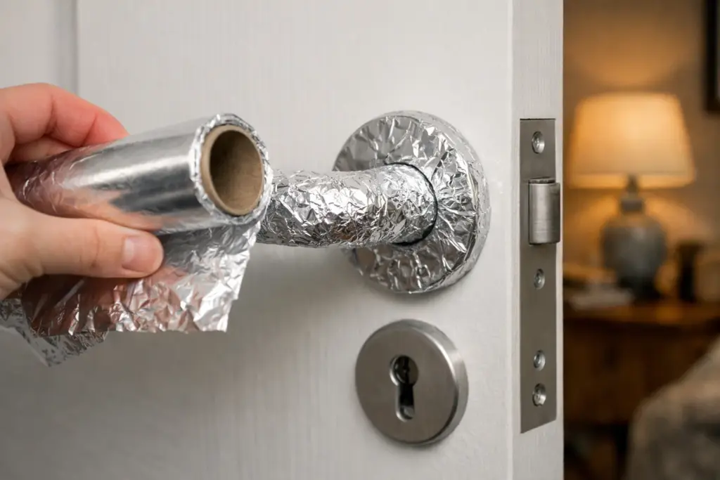 Pourquoi de plus en plus de gens enveloppent les poignées de porte avec du papier aluminium : voici la raison